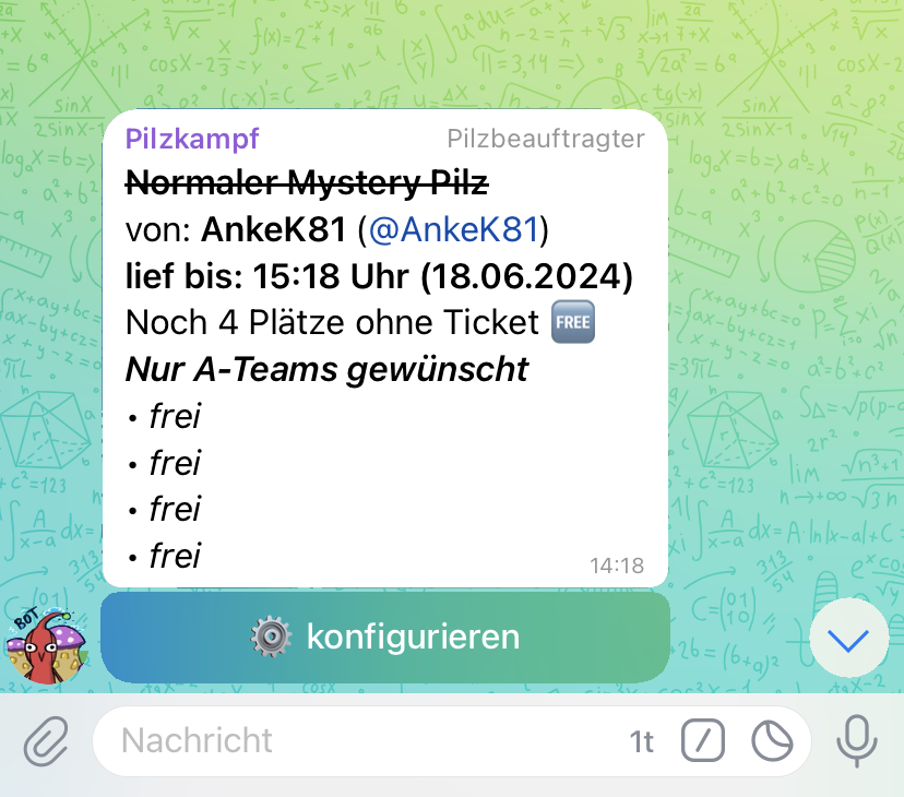 Pilz nach der Deaktivierung