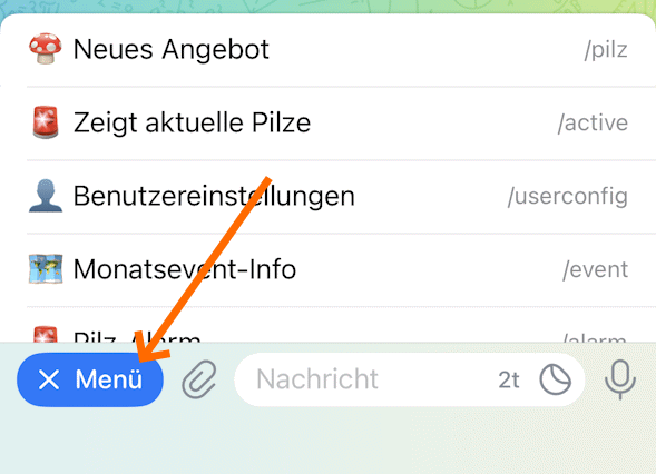 Pilzbot-Menü